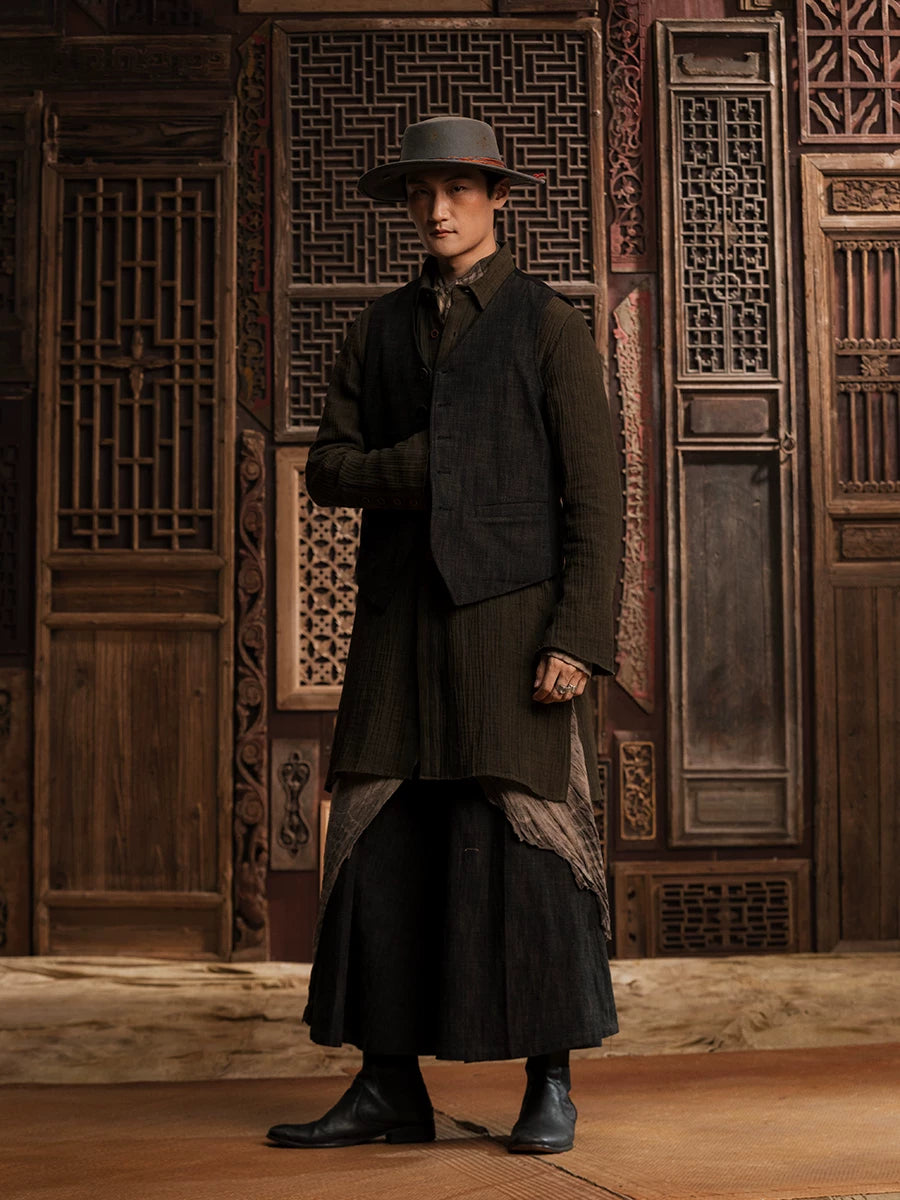 SOARIN WORLD gai yu xia Series Slim Fit Linen Blend Waistcoat DCZ243TB86
