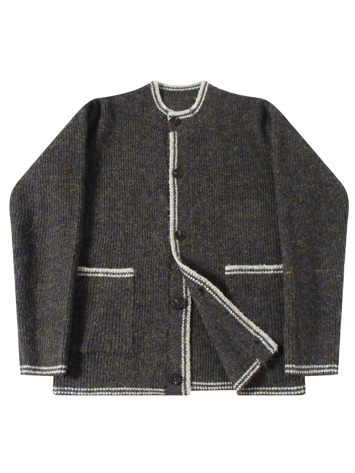 SOARIN英伦风复古圆领针织开衫男 撞色慵懒风休闲宽松毛衣外套冬