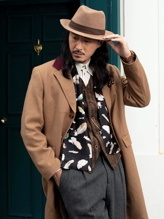 SOARIN英伦风复古呢子大衣外套男 秋冬高级感商务休闲中长款风衣