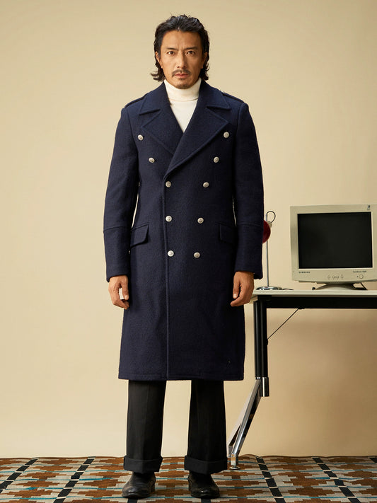 SOARIN Military Vintage Slim Fit Wool Overcoat Z203DY319