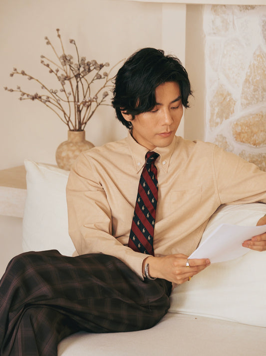 SOARIN英伦风复古牛津纺西装衬衫男简约百搭商务休闲修身长袖衬衣