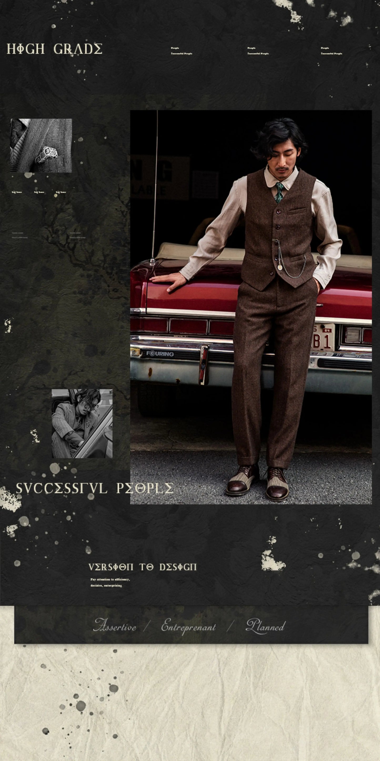 SOARIN British Vintage Tapered Fit Herringbone Wool Trousers Z83F24
