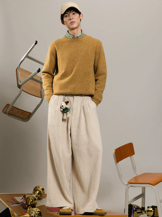 Soarin Wool Pullover Long-Sleeve Knit Sweater Lightly Mature-Style Crew Neck Base Layer Casual Sweater