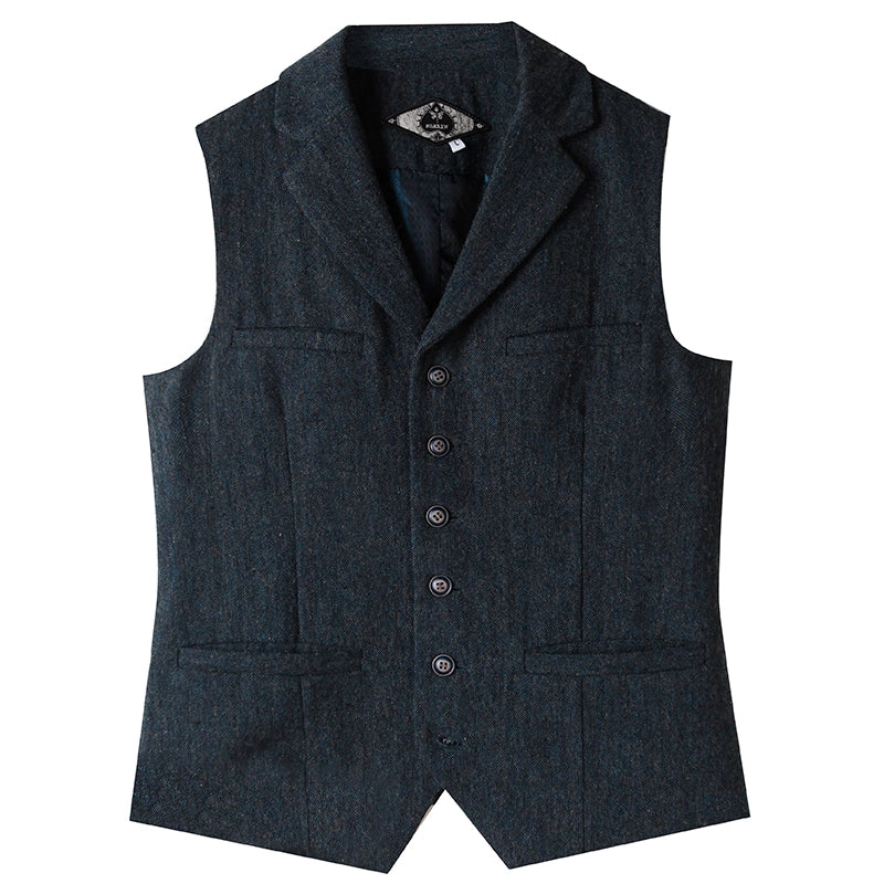 Soarin British Vintage Style Tweed Lapel Suit Vest Formal Suit Vest