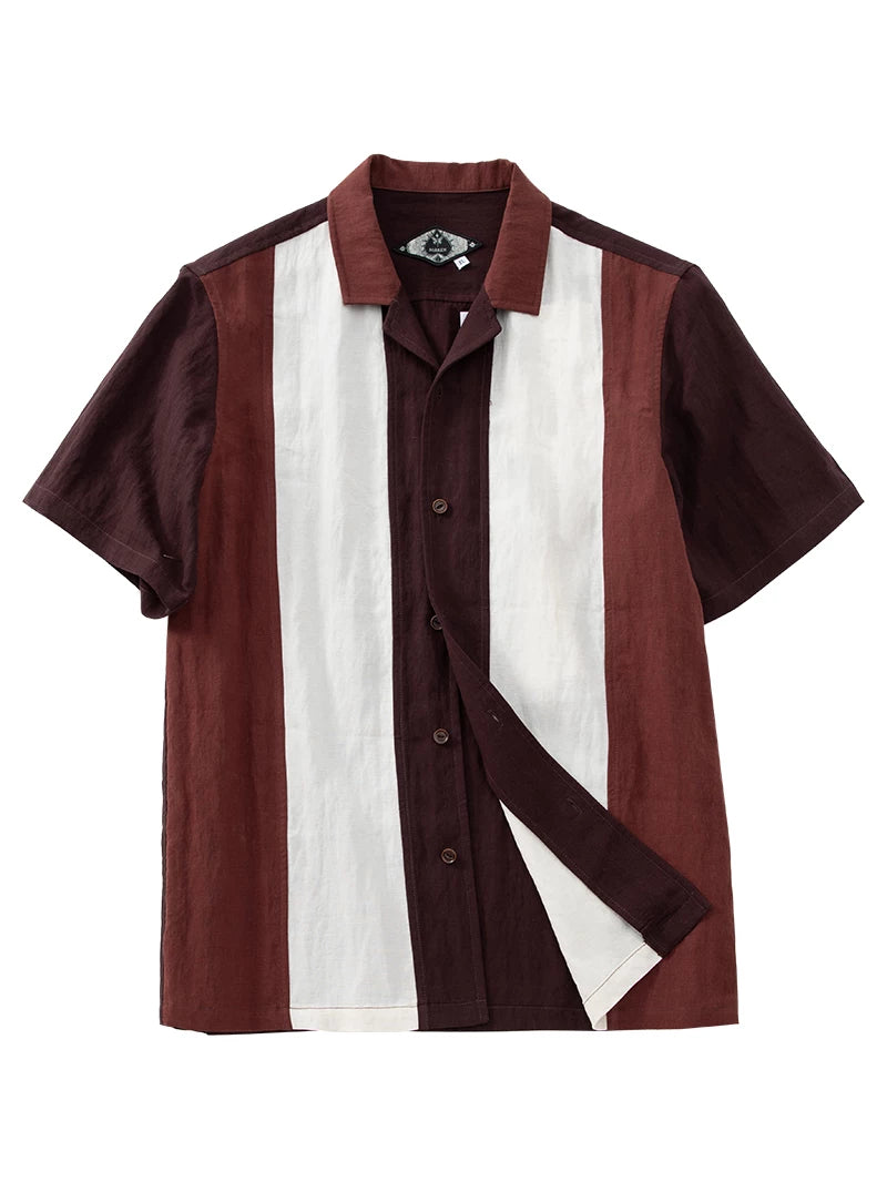 SOARIN Italian Vintage Loose Fit Cotton Linen Blend Short Sleeve Shirt JITZ2521C409