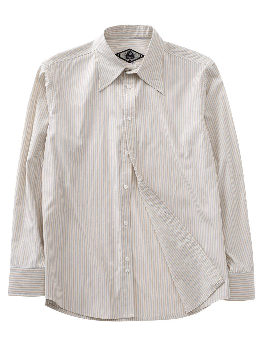 Soarin Vintage Striped Suit Shirt Pure Cotton Versatile Business Long-Sleeve Shirt