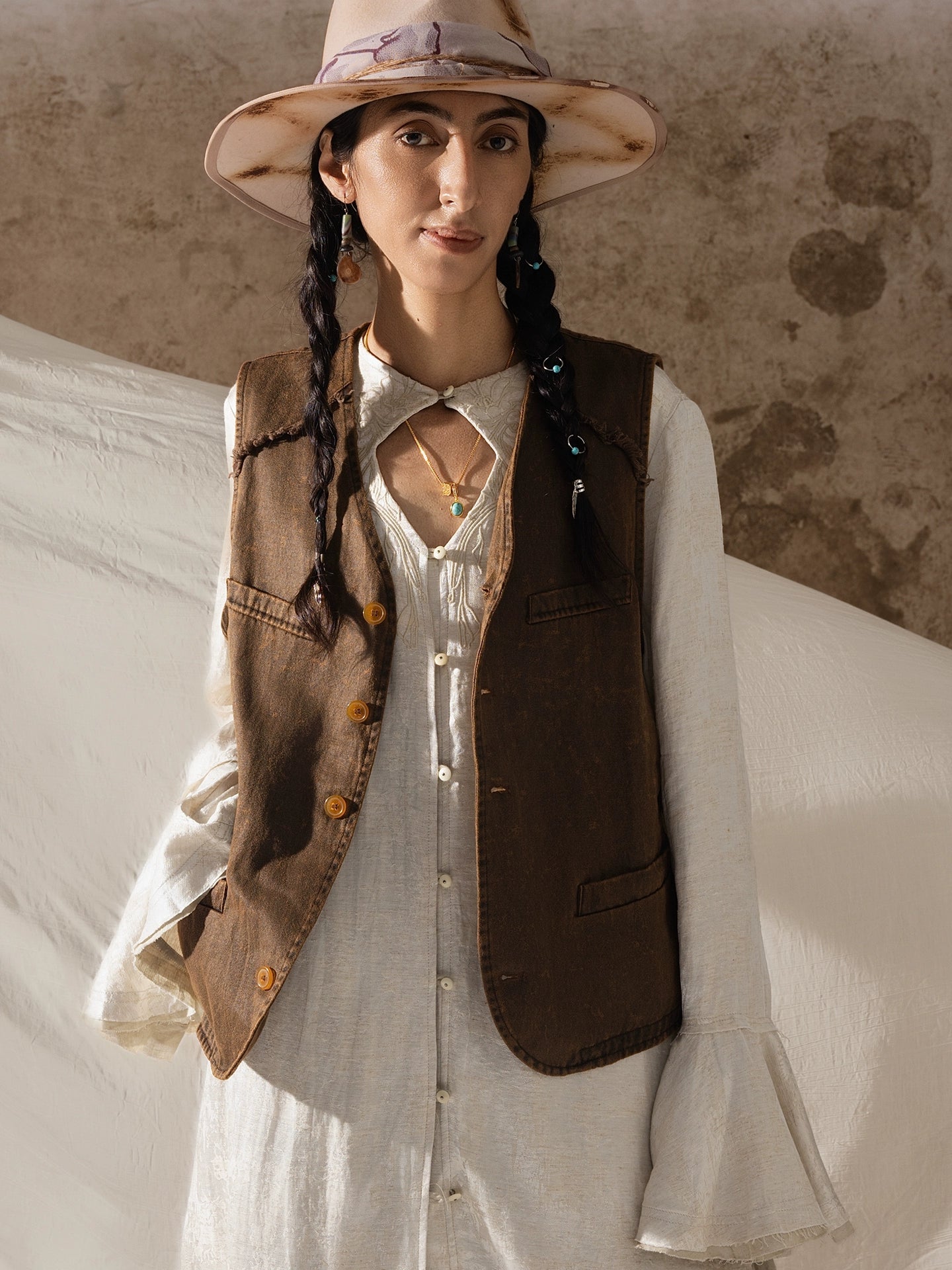 Soarin American Retro Western-Style Leather Vest Distressed Workwear Biker Vest