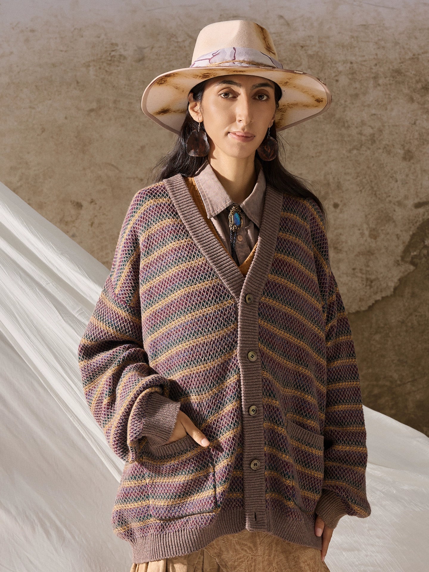 Soarin Reversible Unisex Sweater Cardigan Vintage Textured Knit Jacket