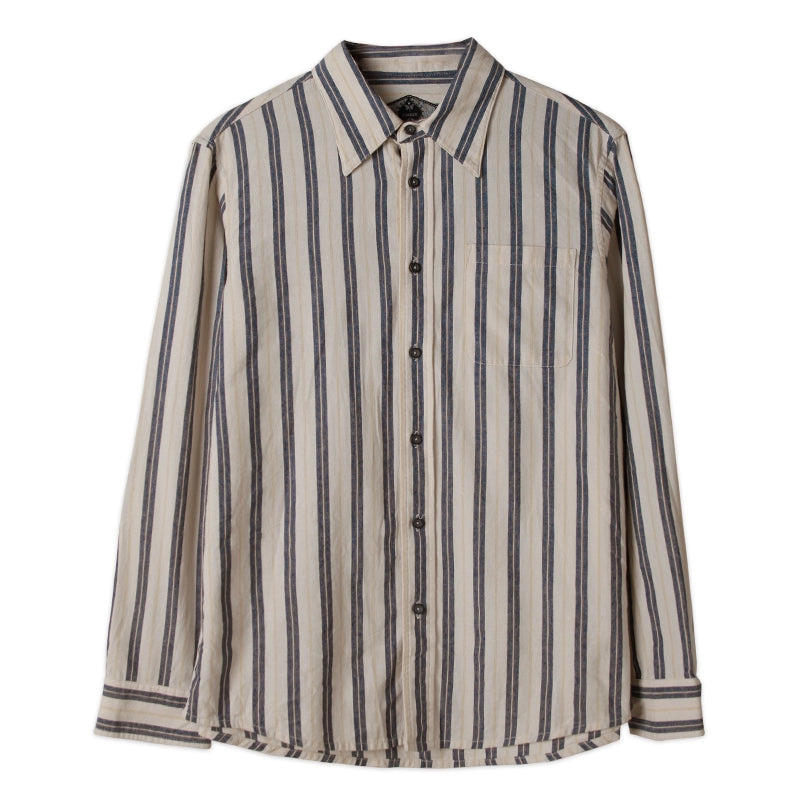Soarin British-Style Wide-Stripe Blue Long-Sleeve Shirt Premium-Quality Casual Cotton Suit Shirt