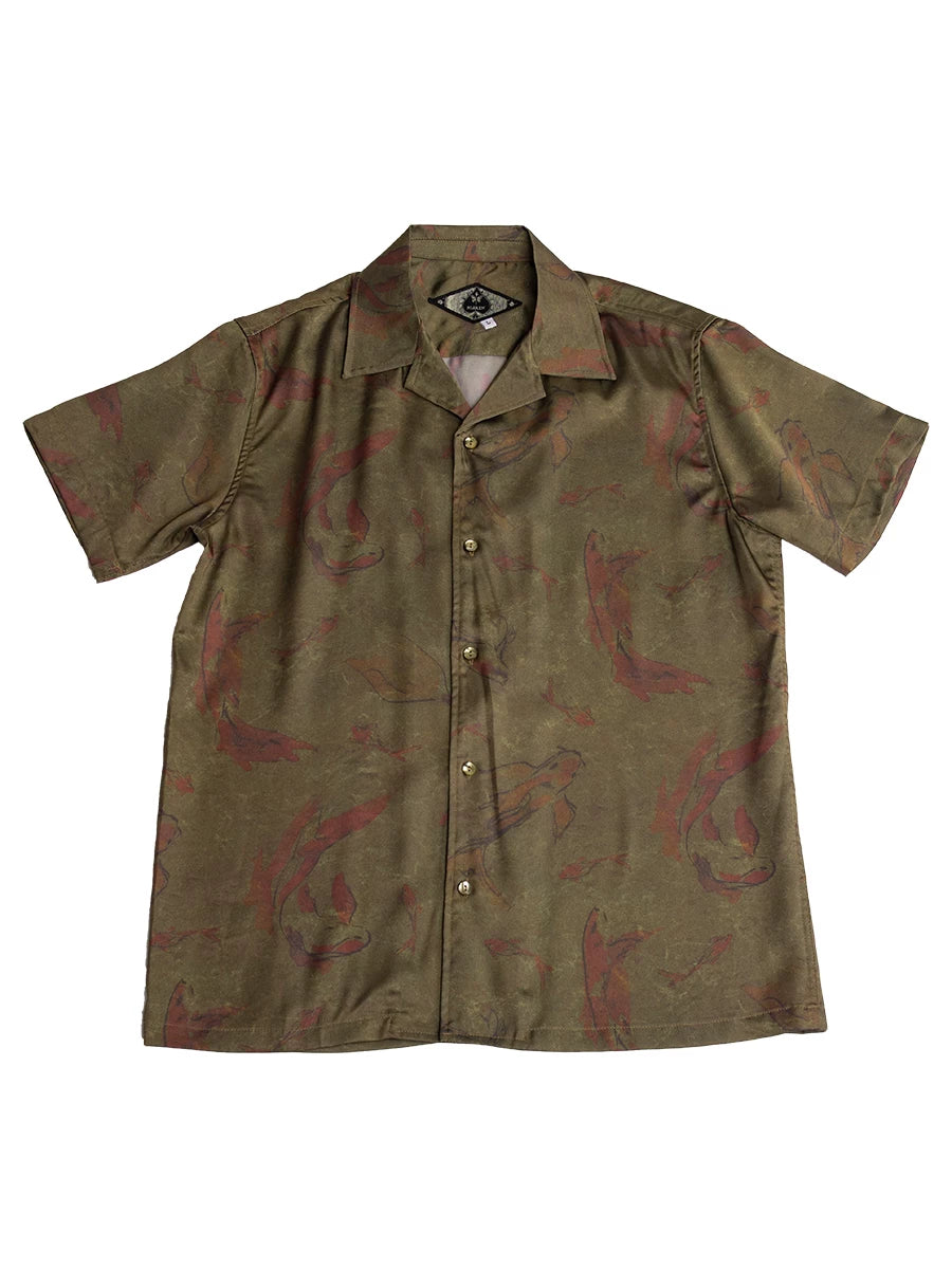 SOARIN British Retro Printed Cuban Collar Distressed Baroque Short Sleeved Shirt JITZ2421C232
