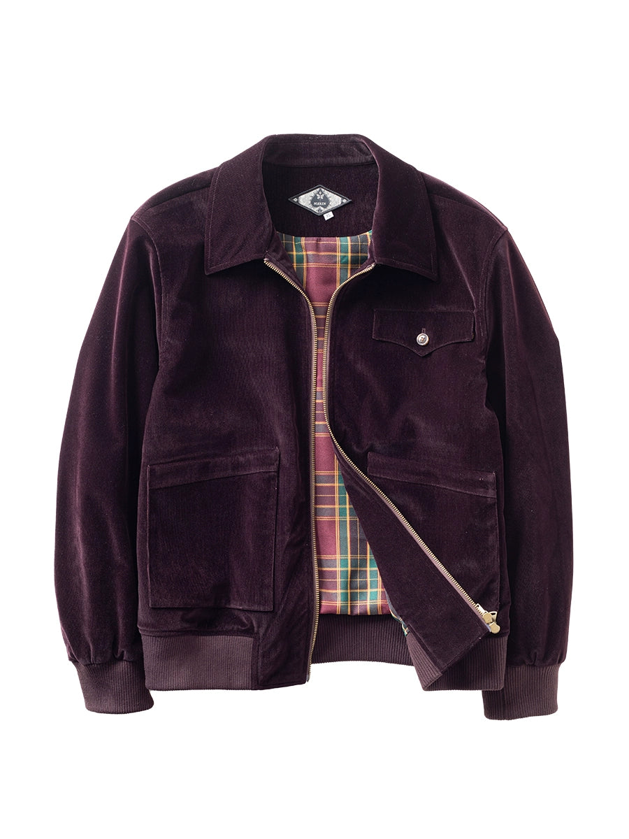 Soarin British Vintage Velvet Jacket Winter Heavyweight Multi-Pocket Lapel Short A2 Pilot Jacket