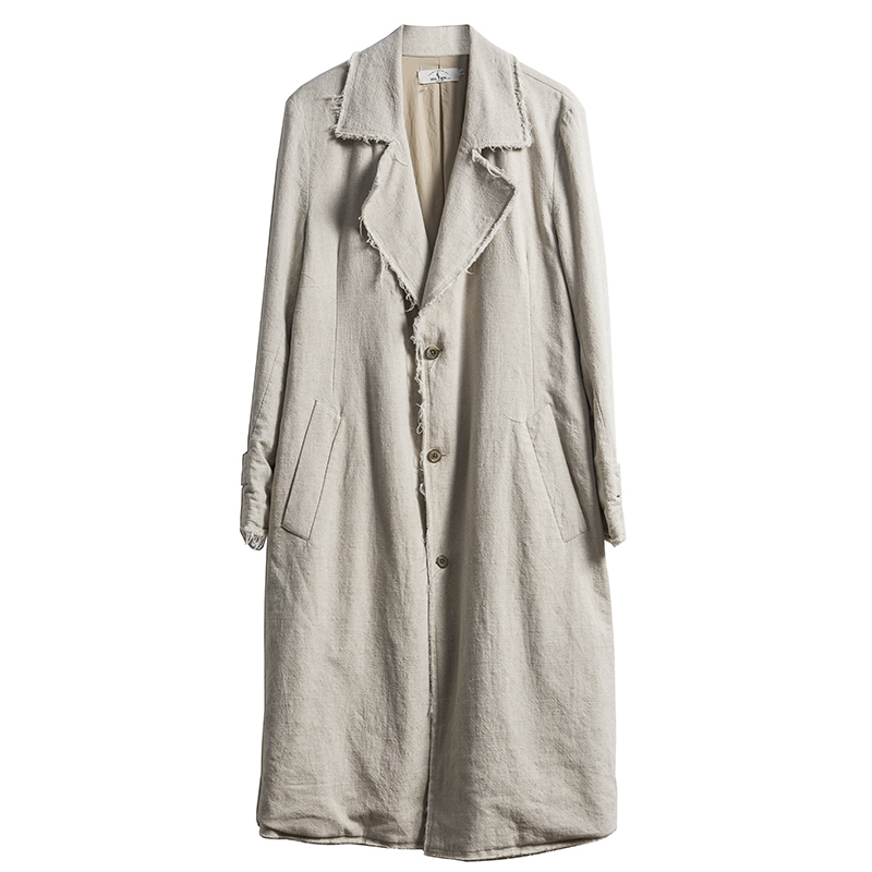 SOARIN WORLD gai yu xia Series Straight Silhouette Linen Blend Long Trench Coat Z203DY310