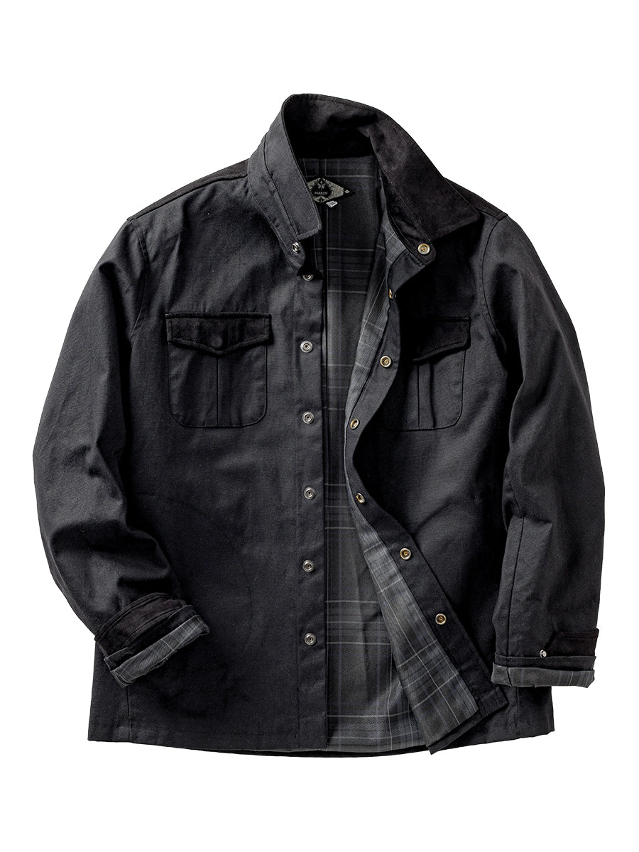 Soarin American Workwear Heavy-Duty Oil-Waxed Canvas Patchwork Casual Double-Pocket Jacket