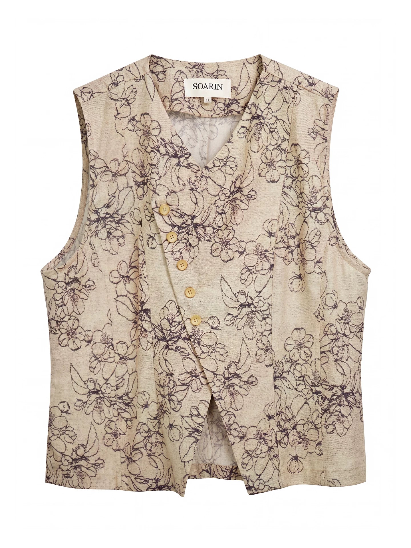 SOARIN Amekaji Vintage Relaxed Fit Regenerated Cellulose Linen Blend Stripe Collarless Jacket PPZ262TB109