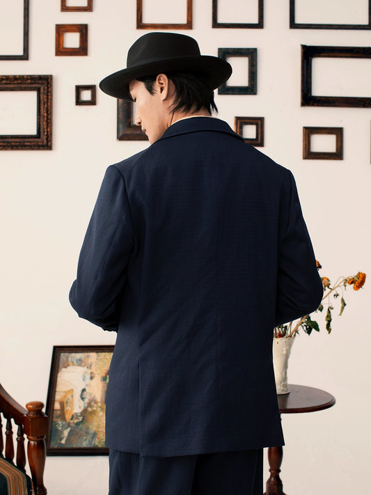 SOARIN英伦风复古双排扣西装外套男高级感商务绅士正装修身单西服