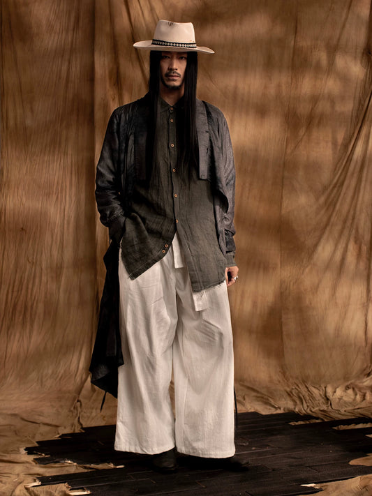 SOARIN Gai Yu Xia Series Asymmetric Loose Weathered Tie-Dyed Long Coat DCZ233TC154