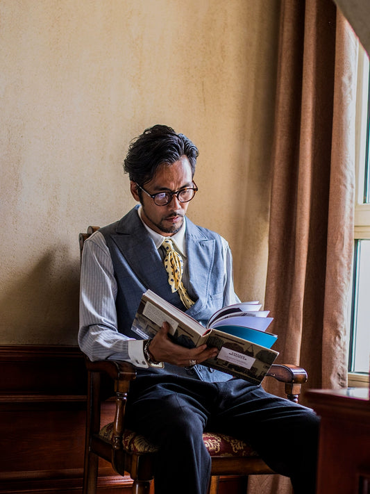 SOARIN英伦风复古双排扣西装马甲男 格子西装领商务休闲马夹背心