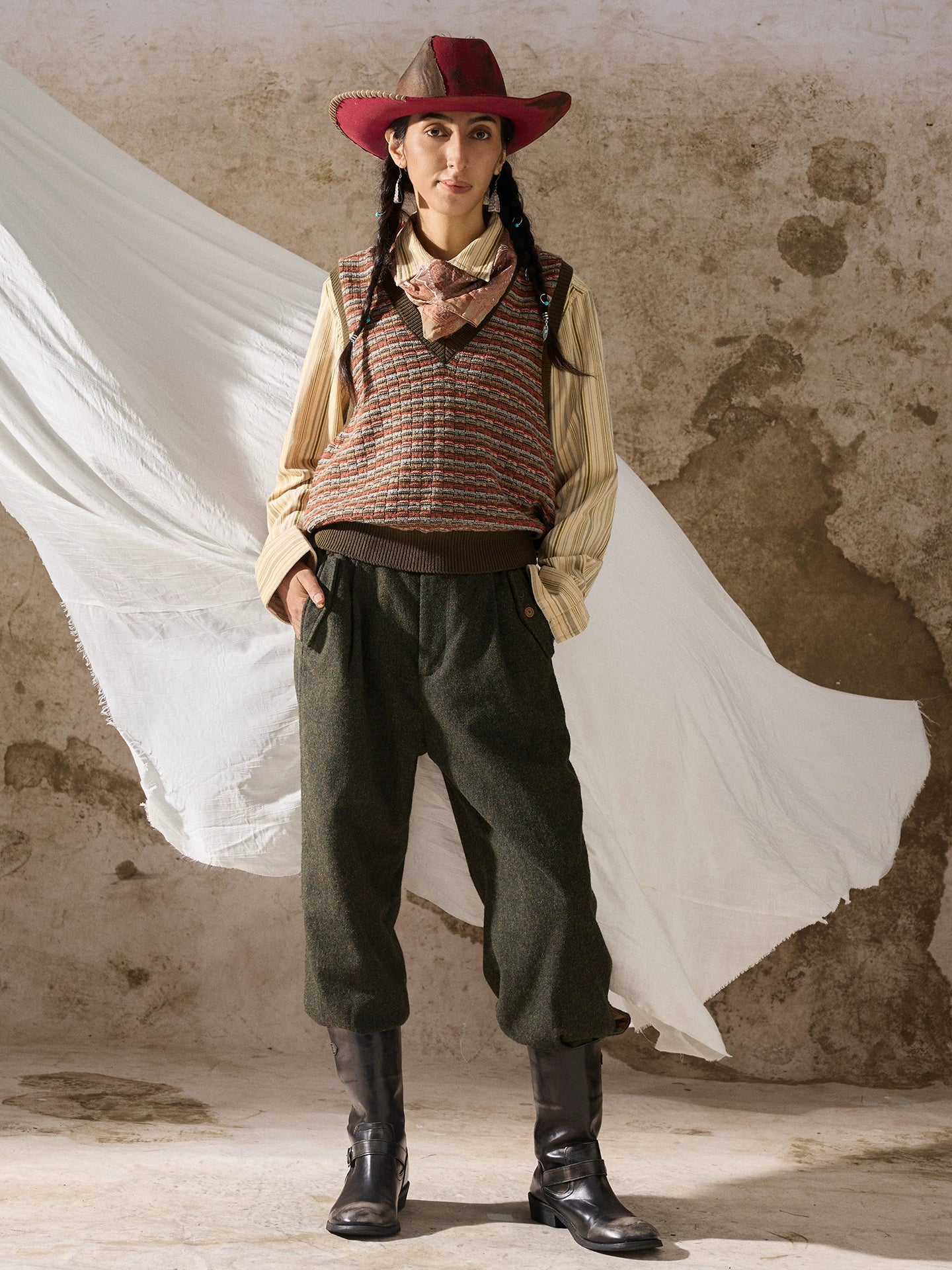 SOARIN复古民族风费尔岛毛衣男女款 vintage古着套头提花针织背心