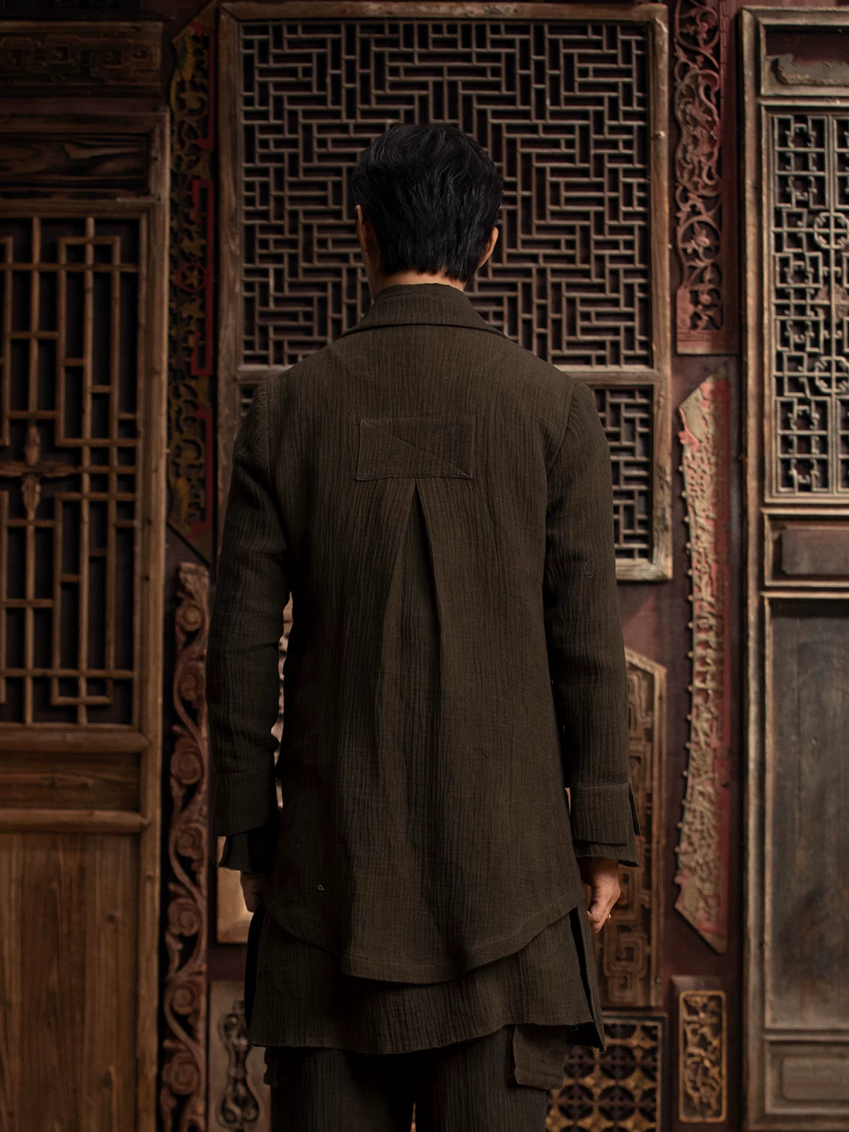 SOARIN WORLD gai yu xia Series Loose Silhouette Linen-Cotton Blend Layered Jacket DC243TXZ103