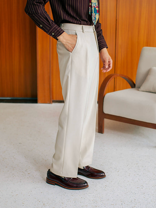 SOARIN Casual Minimalist Tapered Elastic Blend Pleated Trousers JITZ2532F236