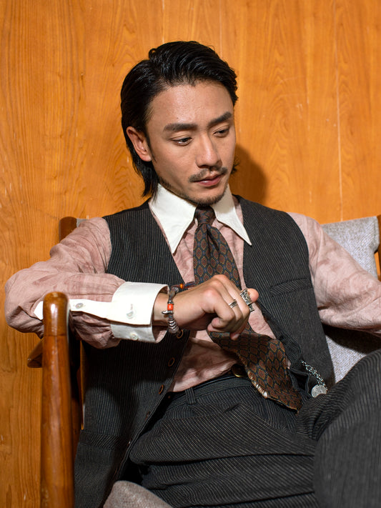 SOARIN【断点条纹】英伦复古西装马甲男 老钱风商务休闲马夹背心