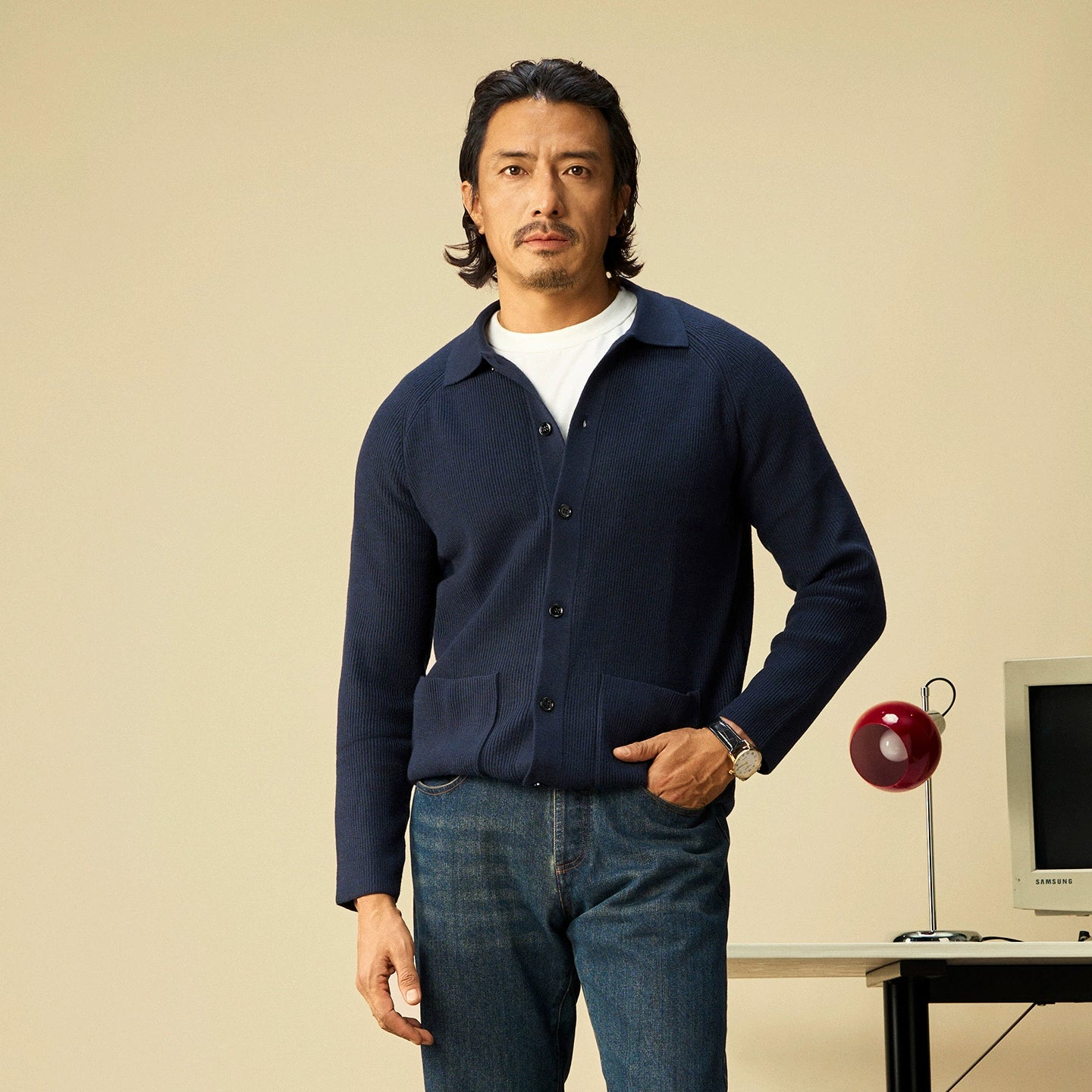 SOARIN英式绅装polo领针织开衫男 冬季轻奢感休闲商务毛衣外套