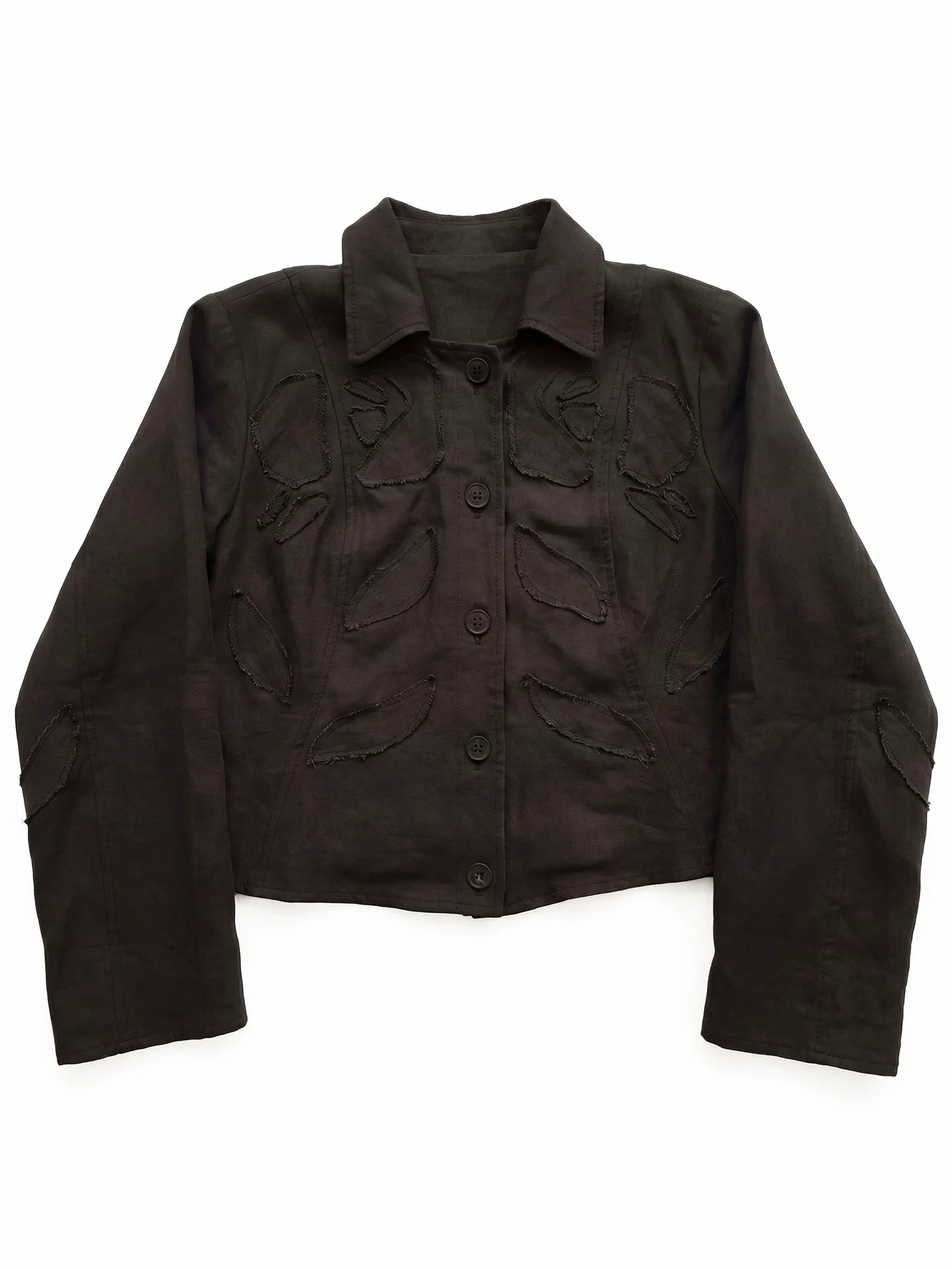 SOARIN Avant-Garde Vintage Boxy Fit Lyocell Linen Blend Distressed Jacket YBOZ262TJ114