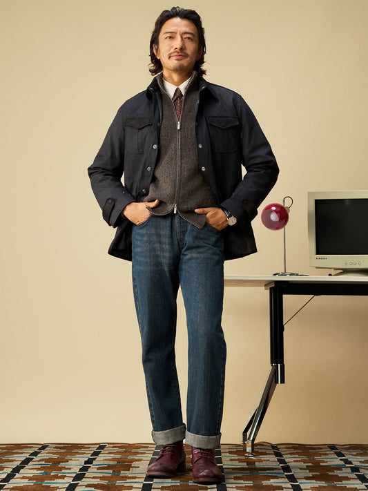 【重磅油蜡布】SOARIN美式工装夹克男 拼接休闲双口袋油蜡外套