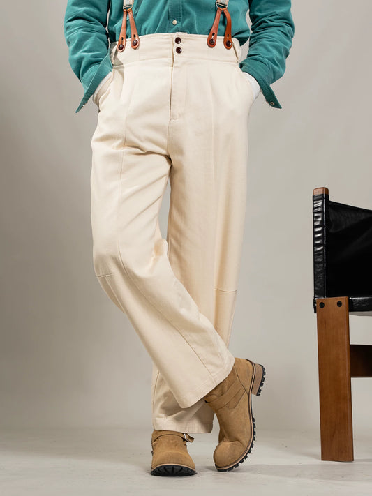 SOARIN Gentleman Vintage Wide Leg Cotton Corduroy Suspenders Trousers Z213F480