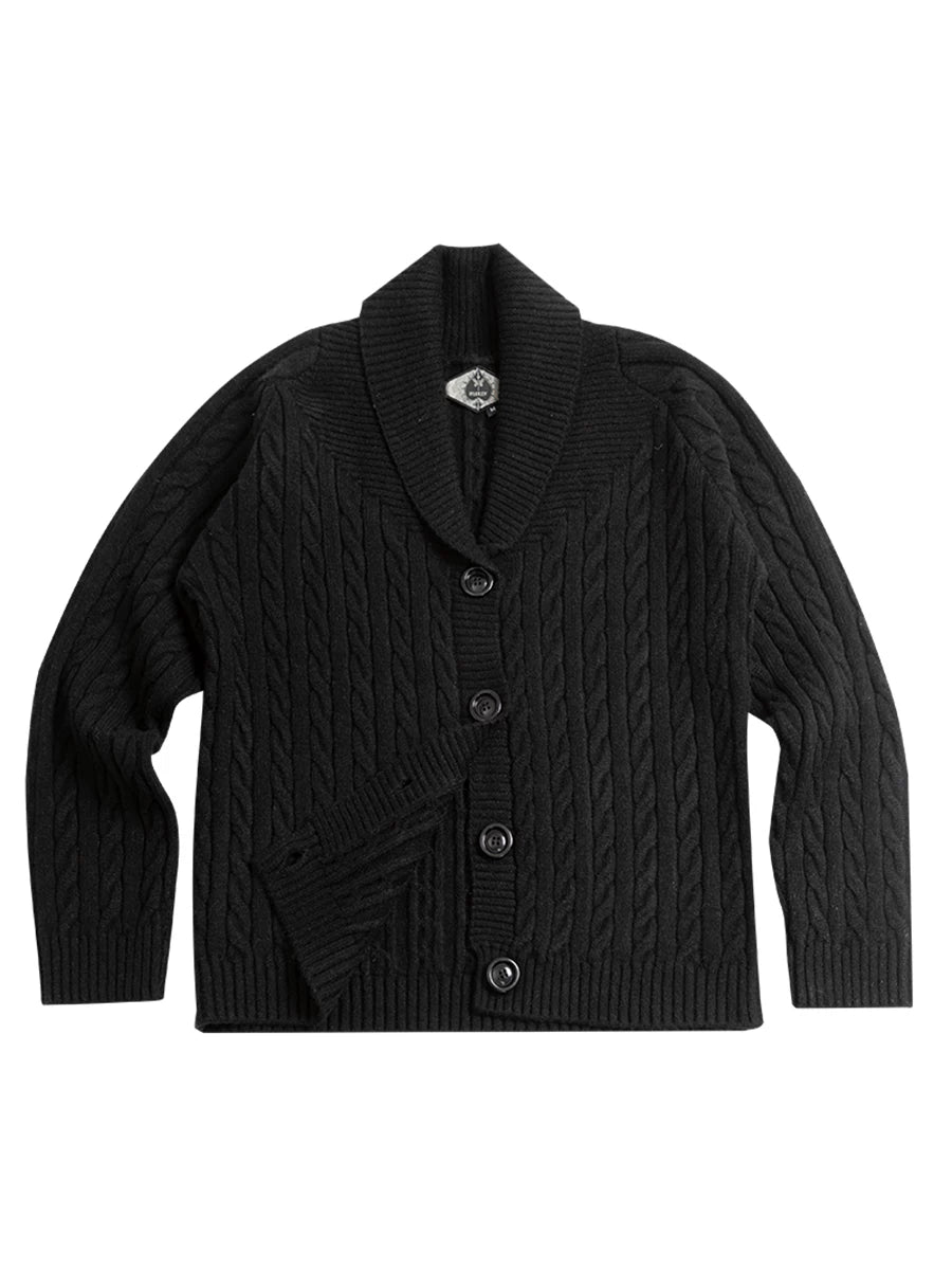 SOARIN British Retro Casual Slim Fit Cable Knit Cardigan YAOZ243TM09