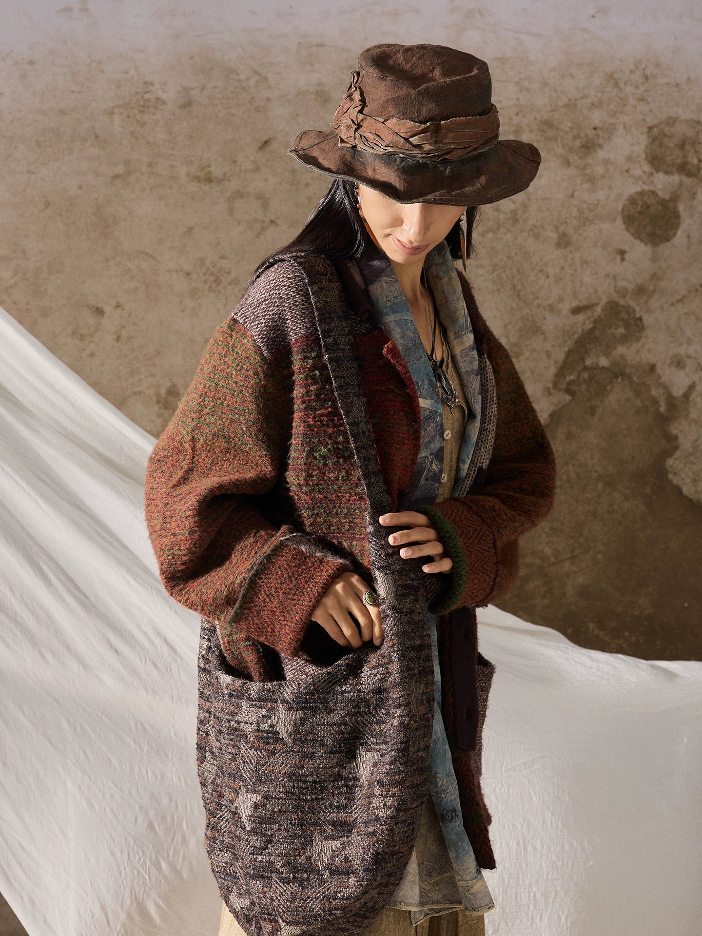 SOARIN英伦复古撞色费尔岛毛衣开衫男 Vintage古着感拼接针织外套