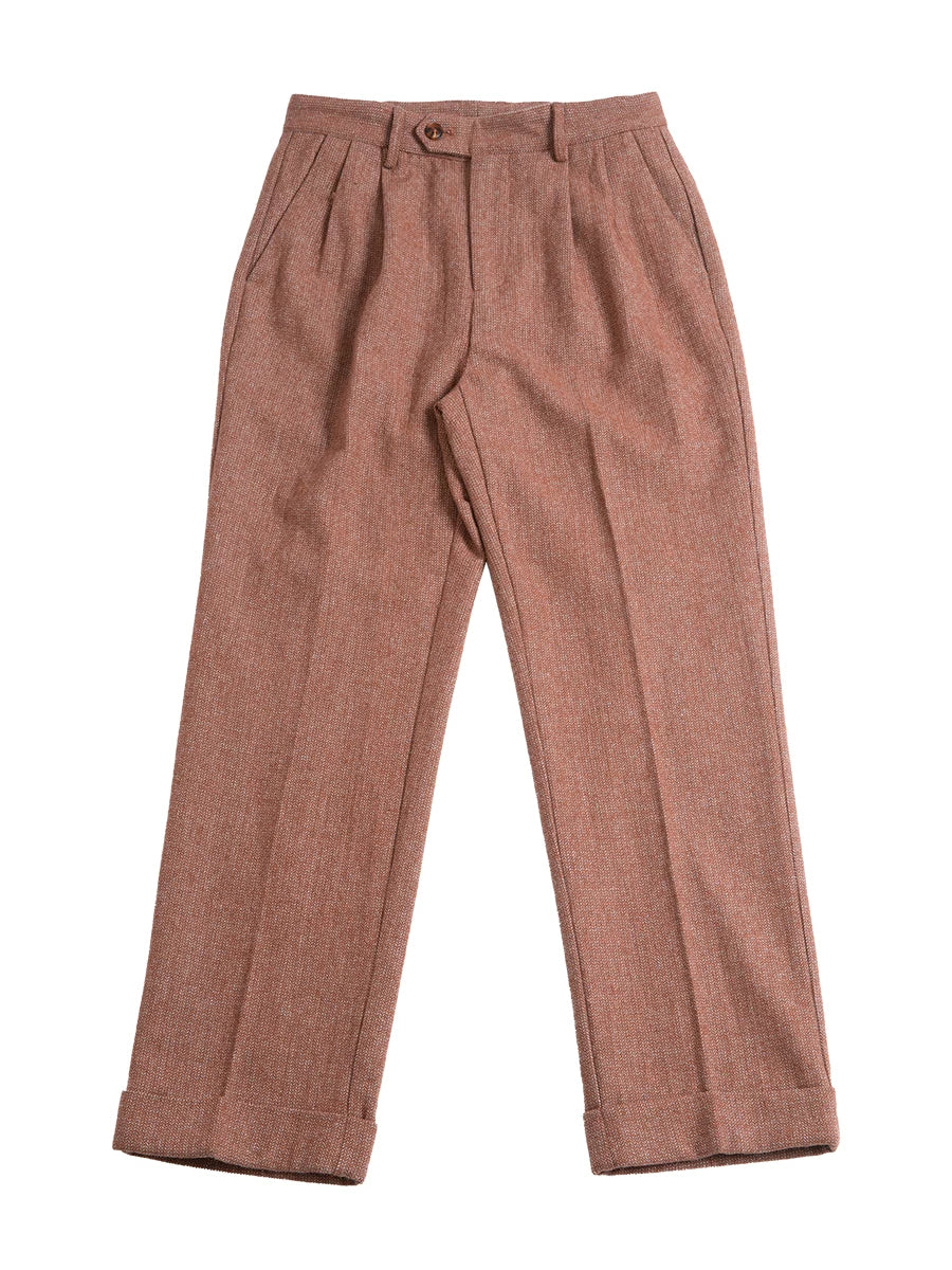 SOARIN Retro Casual Straight Fit Herringbone Woolen Trousers JITZ2432F199
