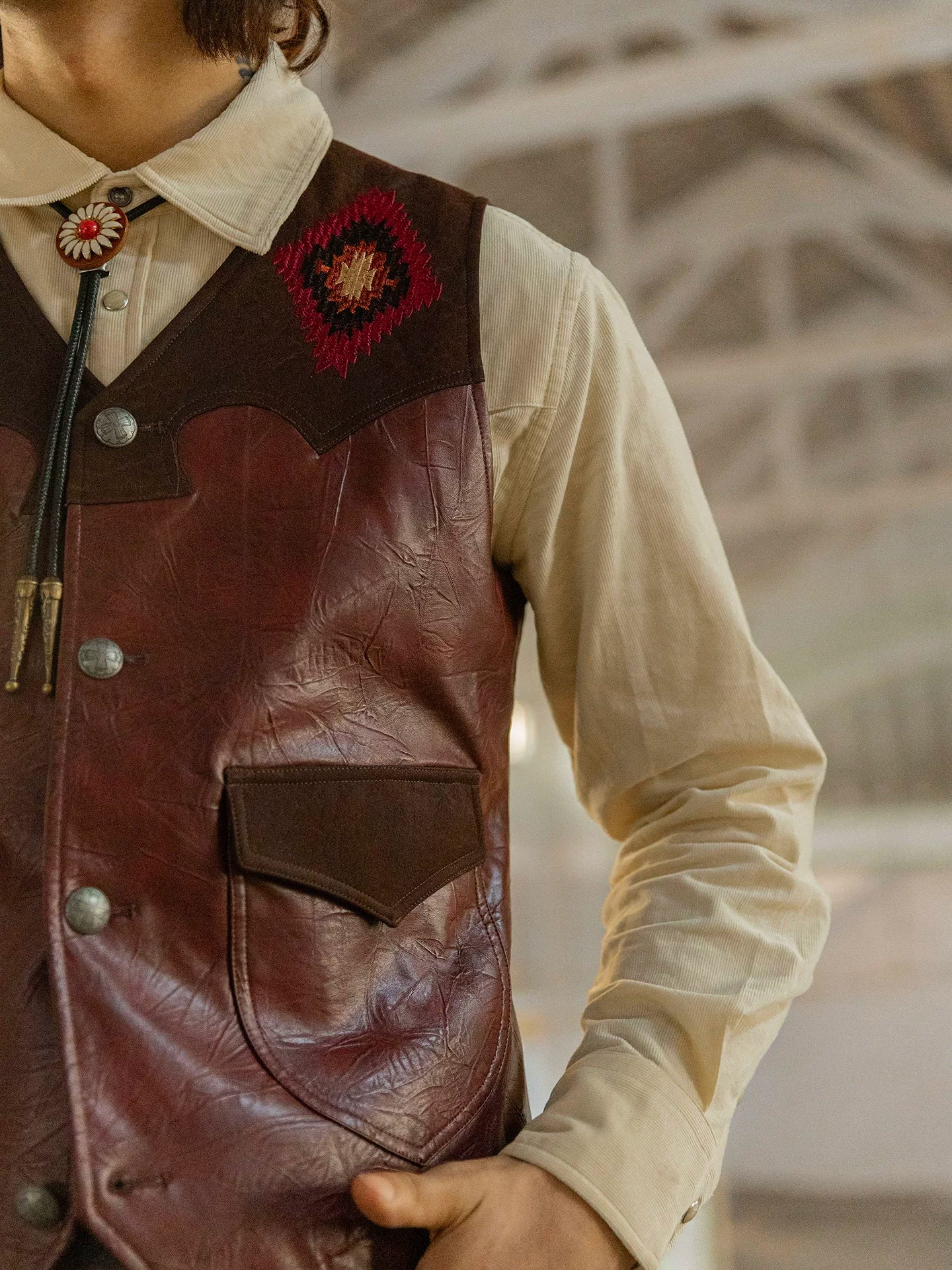 SOARIN Western Vintage Slim Fit PU Leather Vest YAOZ253TB107