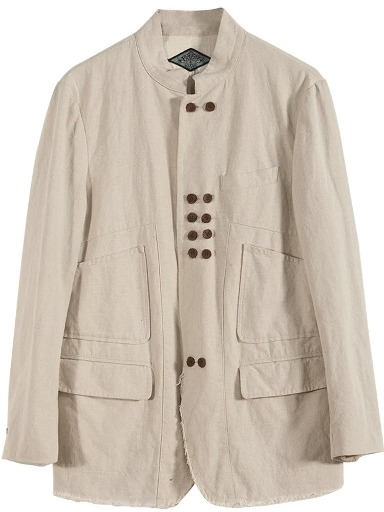 SOARIN Avant-Garde Vintage Loose Fit Cotton Linen Jacket Z212XZ403