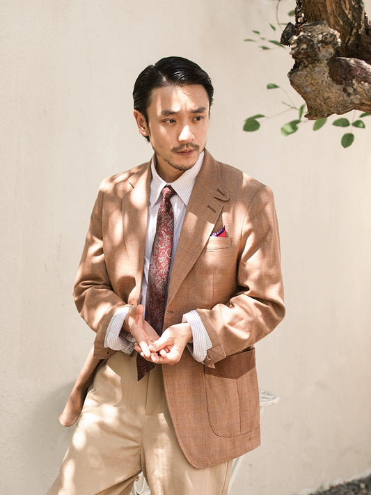 SOARIN英伦风复古格子西装外套男 原创设计感商务休闲修身单西服