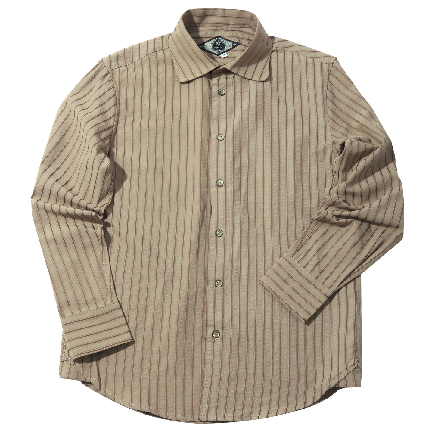 British retro style striped suit shirt men's seersucker non-iron anti-wrinkle business slim long-sleeved shirt