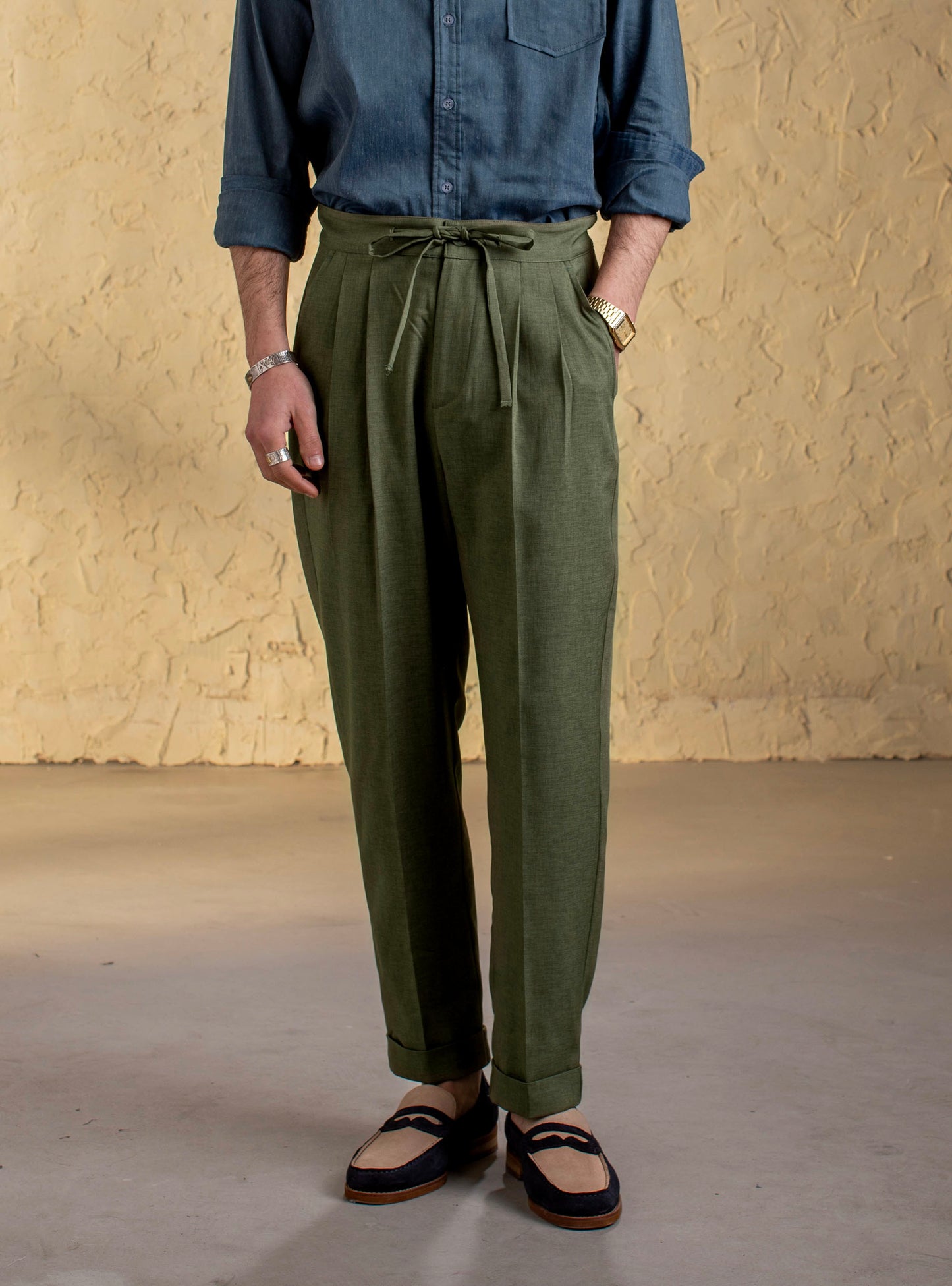 Italian retro Naples trousers for men, thin style, business formal casual slim tapered nine-point trousers