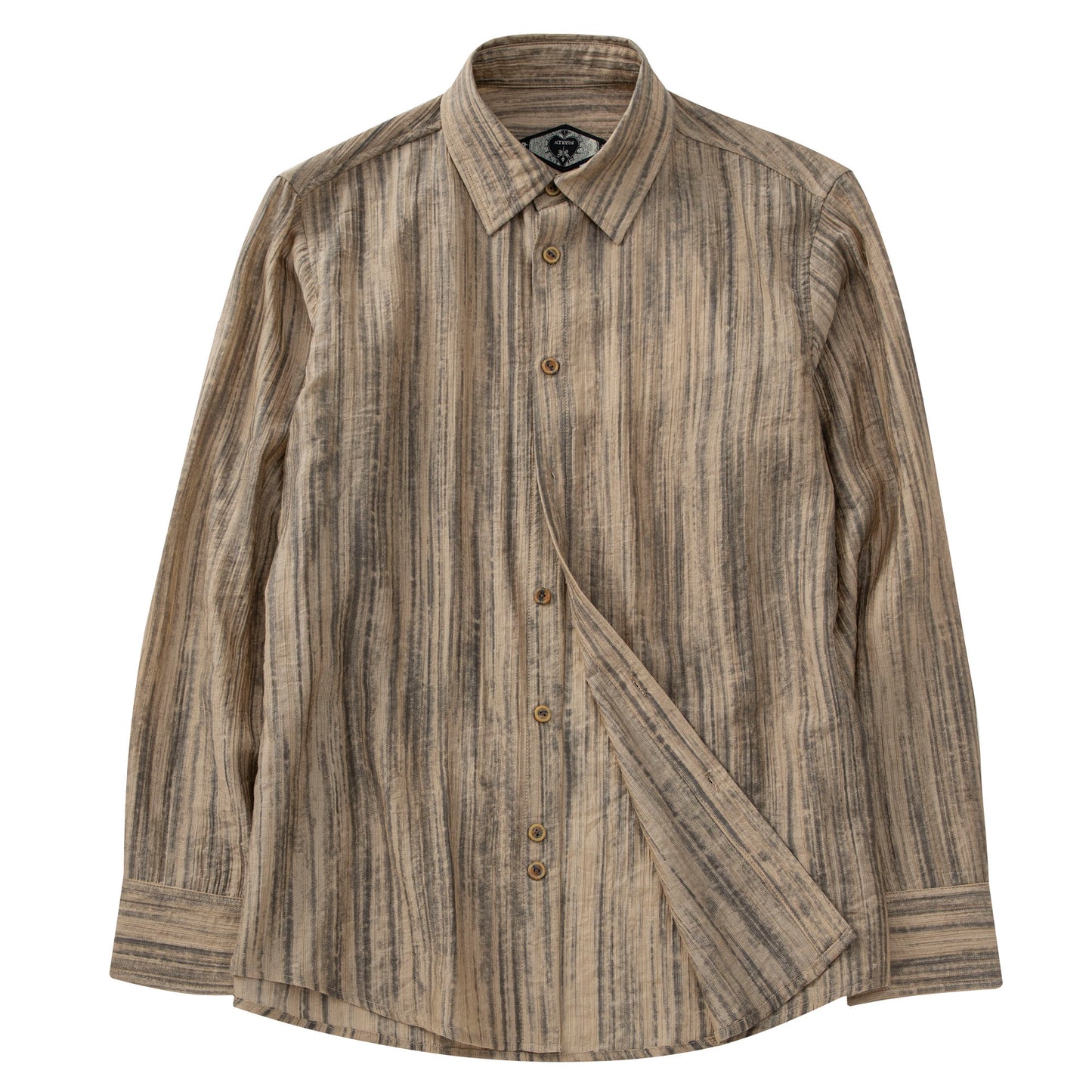 British retro striped long-sleeved shirt for men summer lightweight wrinkle-free cool casual shirt
