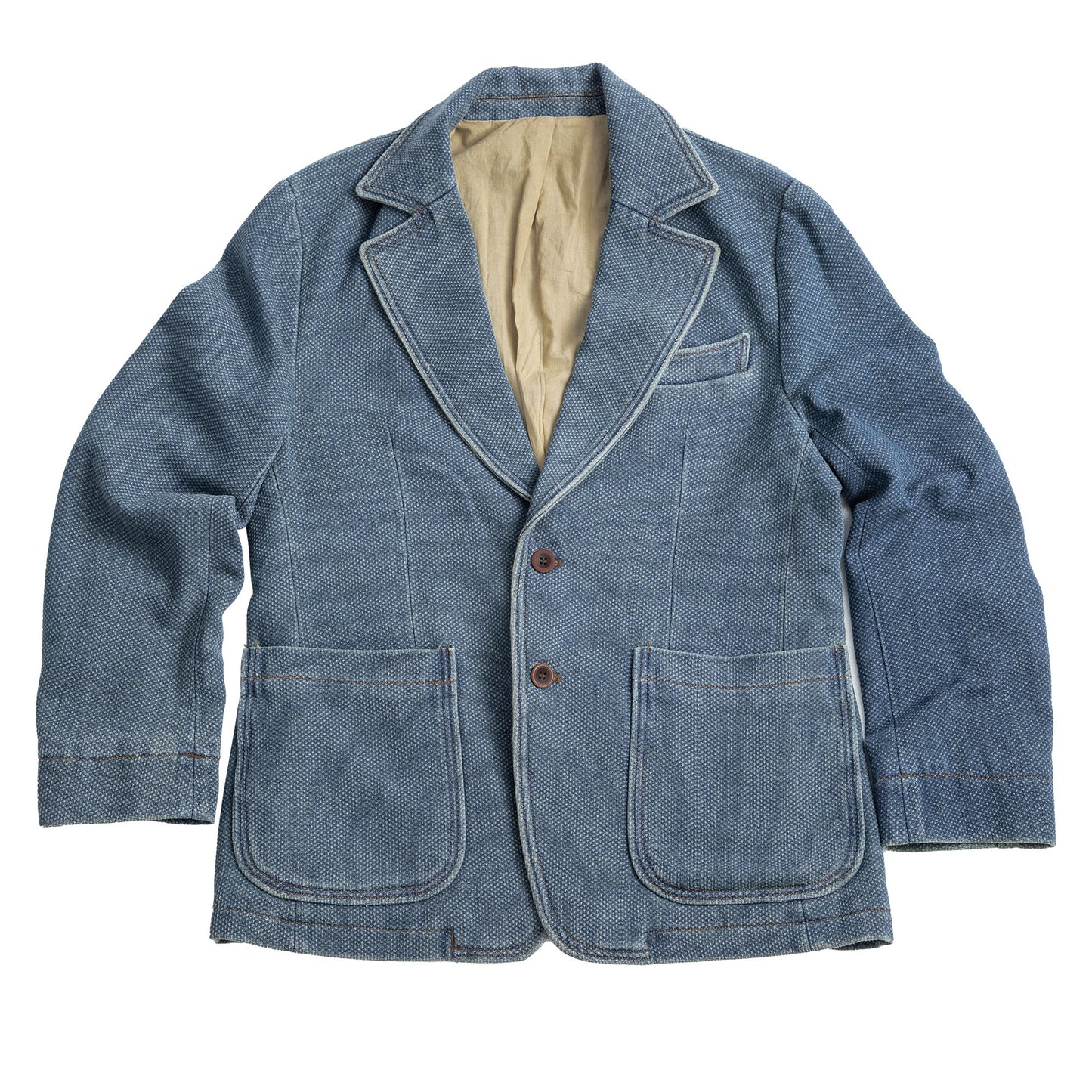 Waffle American retro denim suit jacket for men High-end casual slim-fit single suit