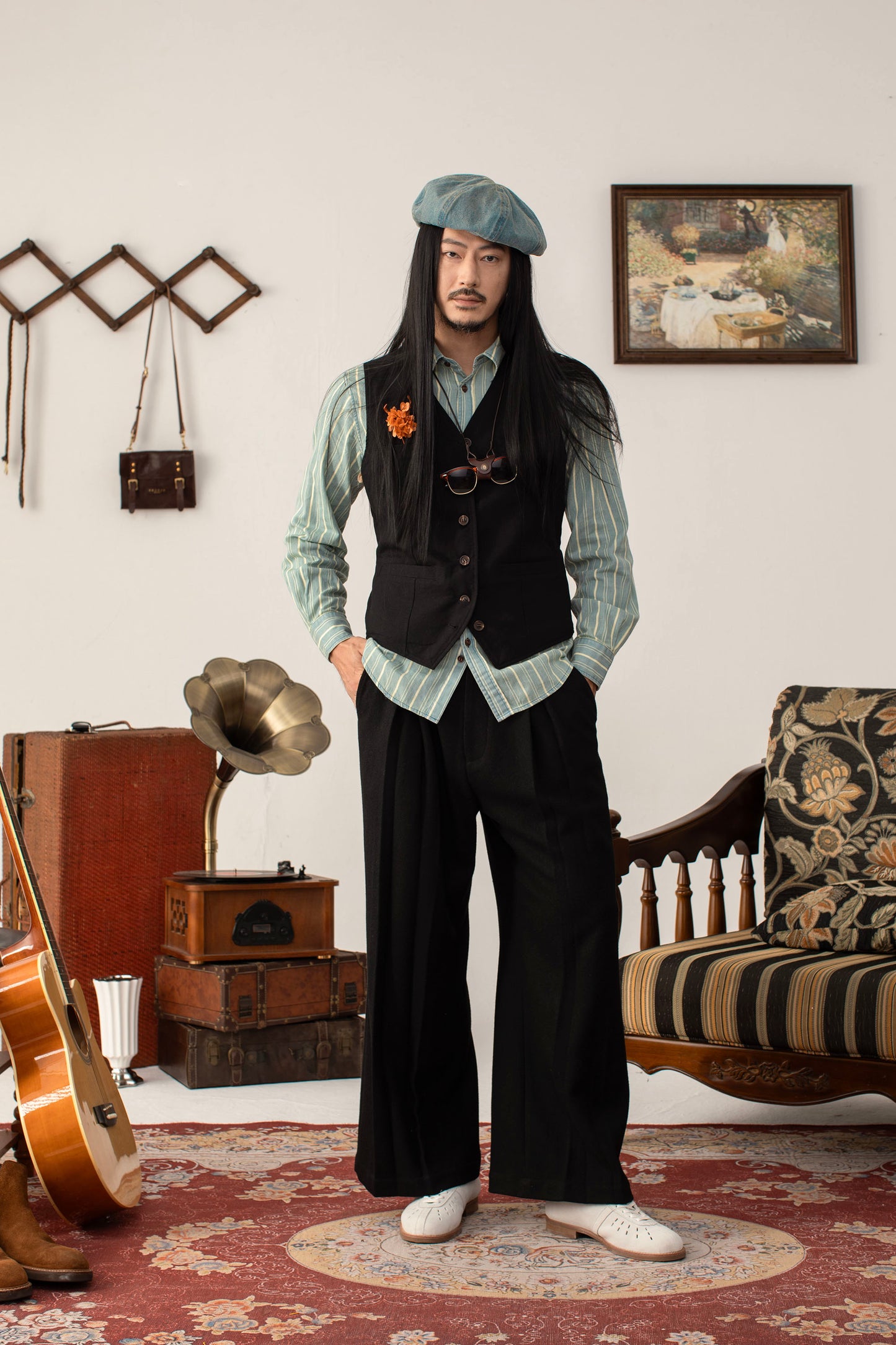 Double-sided British style striped suit vest for men business formal casual suit vest