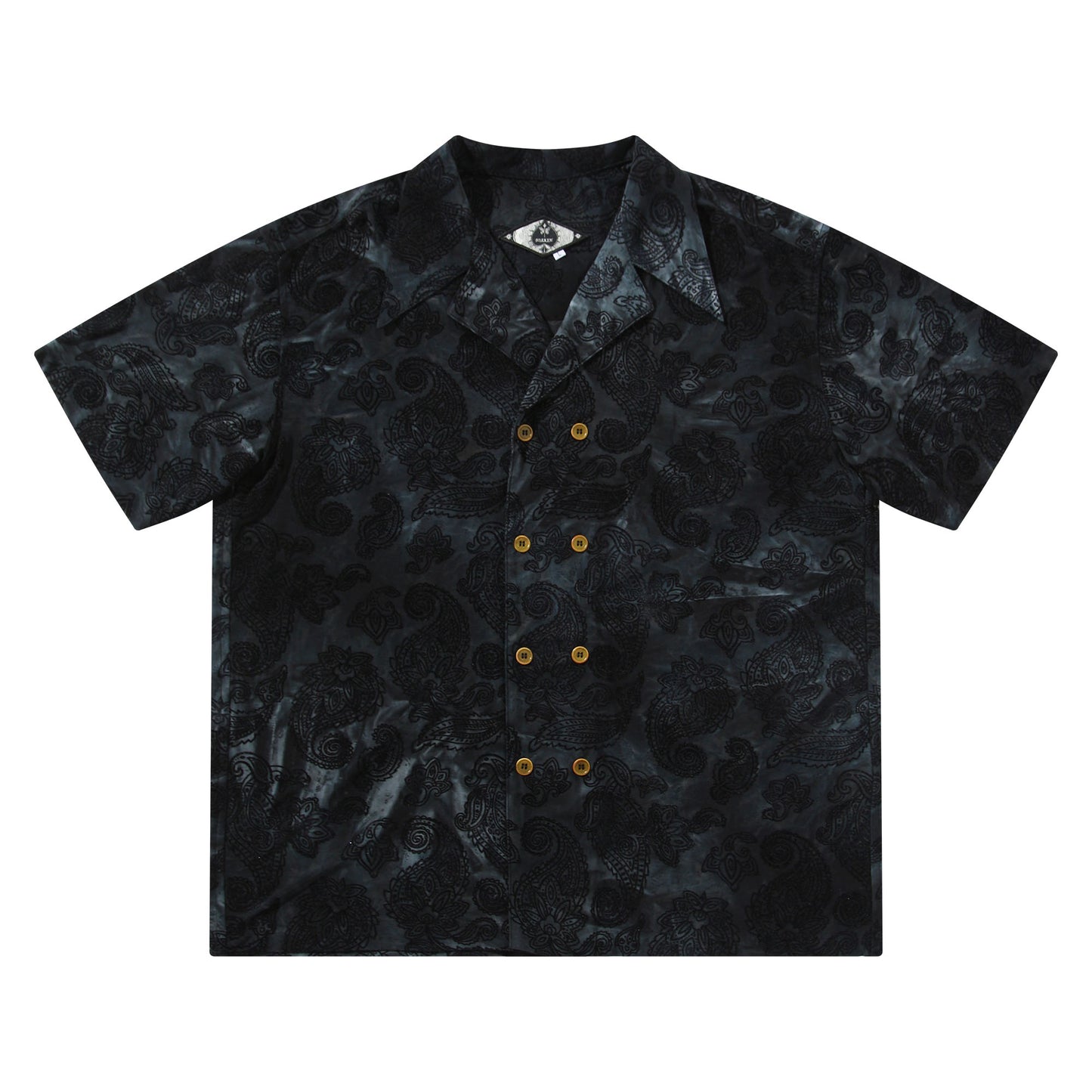 British retro style printed short-sleeved shirt for men Cuban collar casual neutral simple short-sleeved shirt