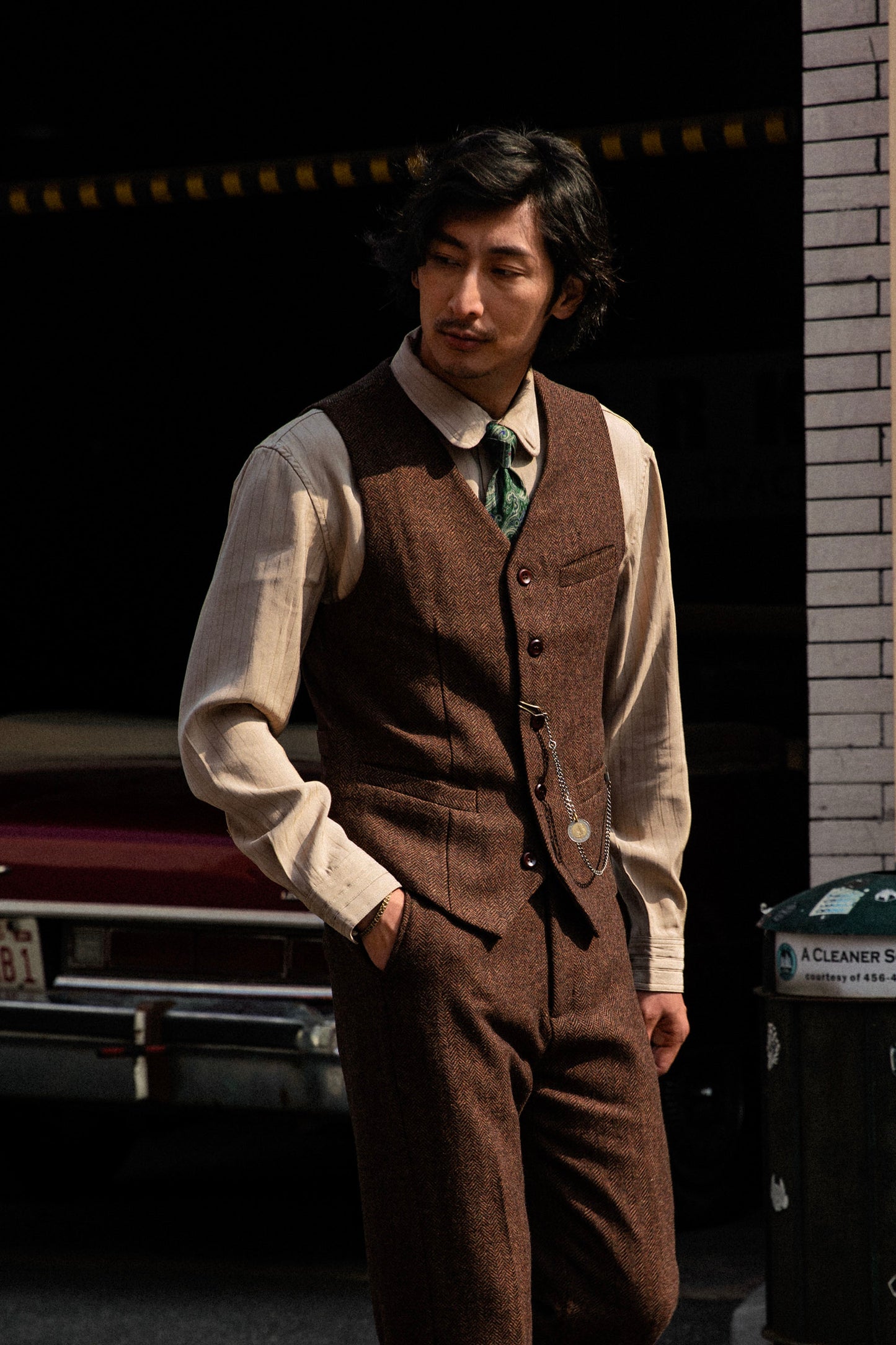 Independent retro British tweed suit vest men's vintage inspiration patchwork suit vest wool vest
