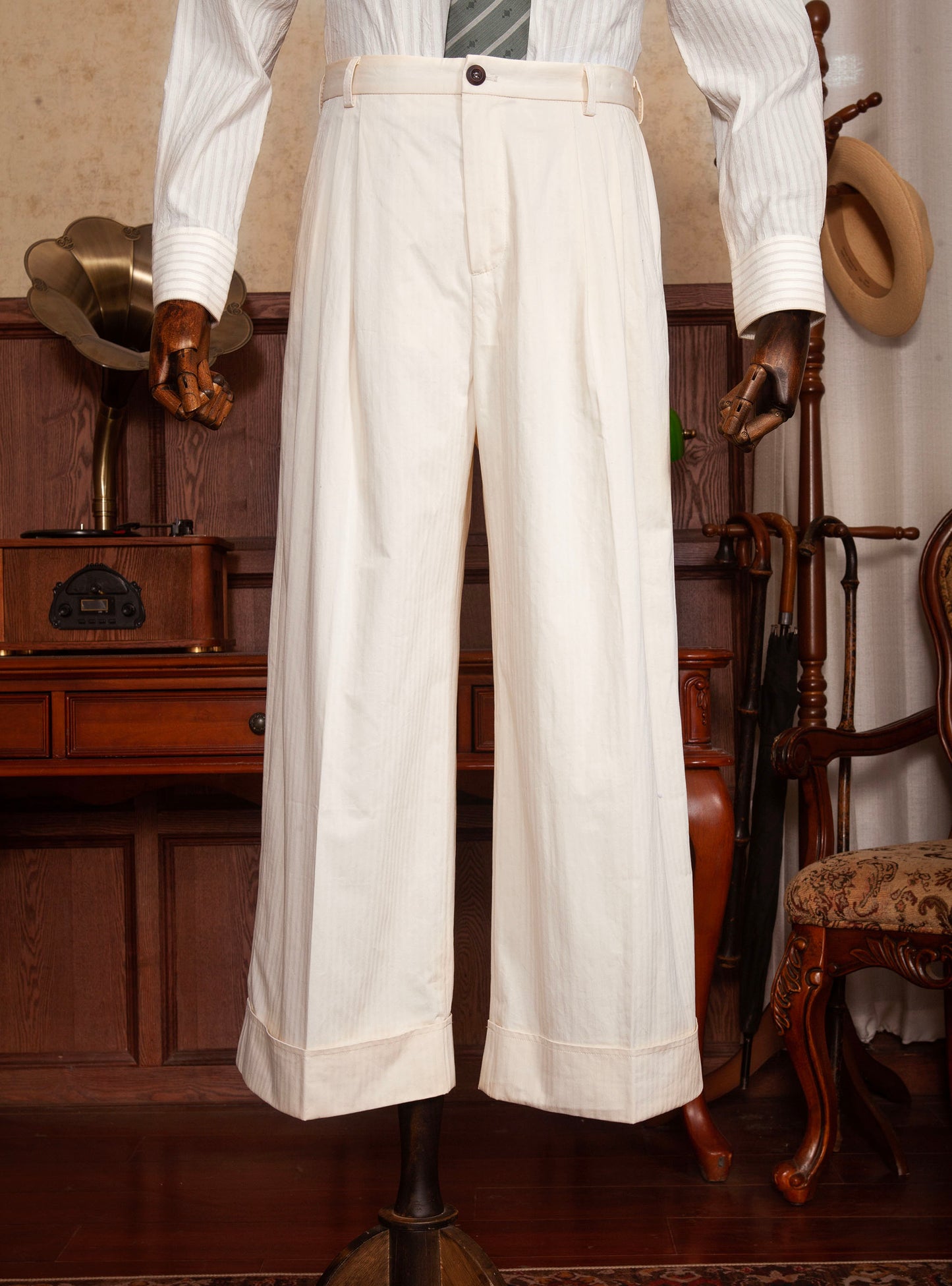 British retro straight suit pants for men High-end business formal casual loose nine-point pants