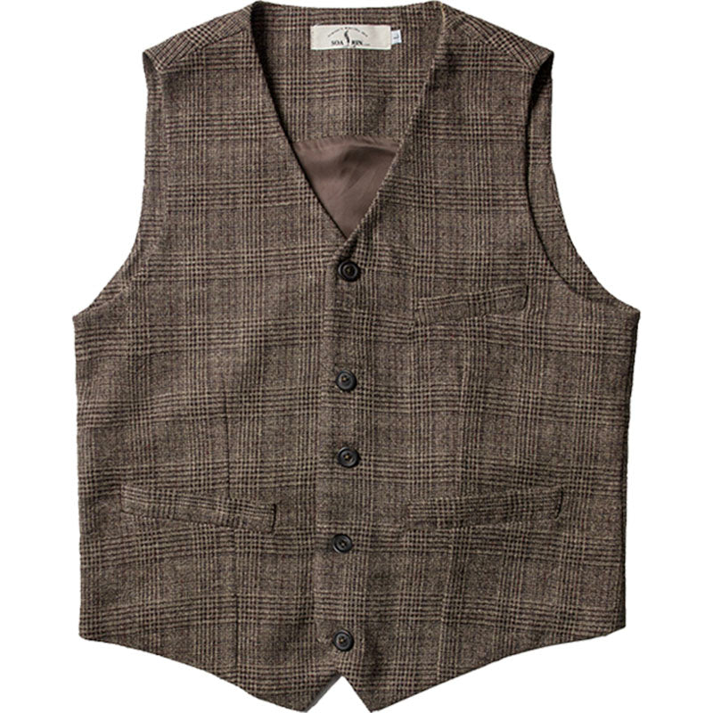 Retro British style plaid suit vest men actor suit vest business casual slim suit vest