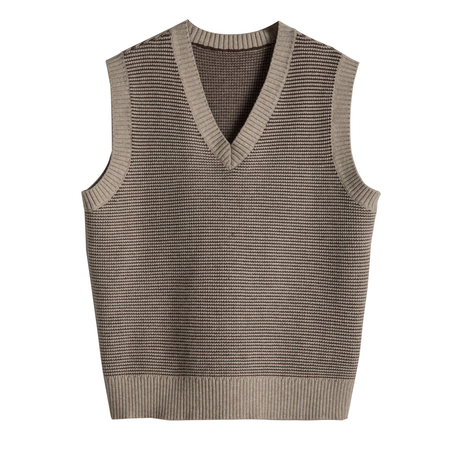 British retro style V-neck sweater vest for men vintage houndstooth plaid casual knitted vest