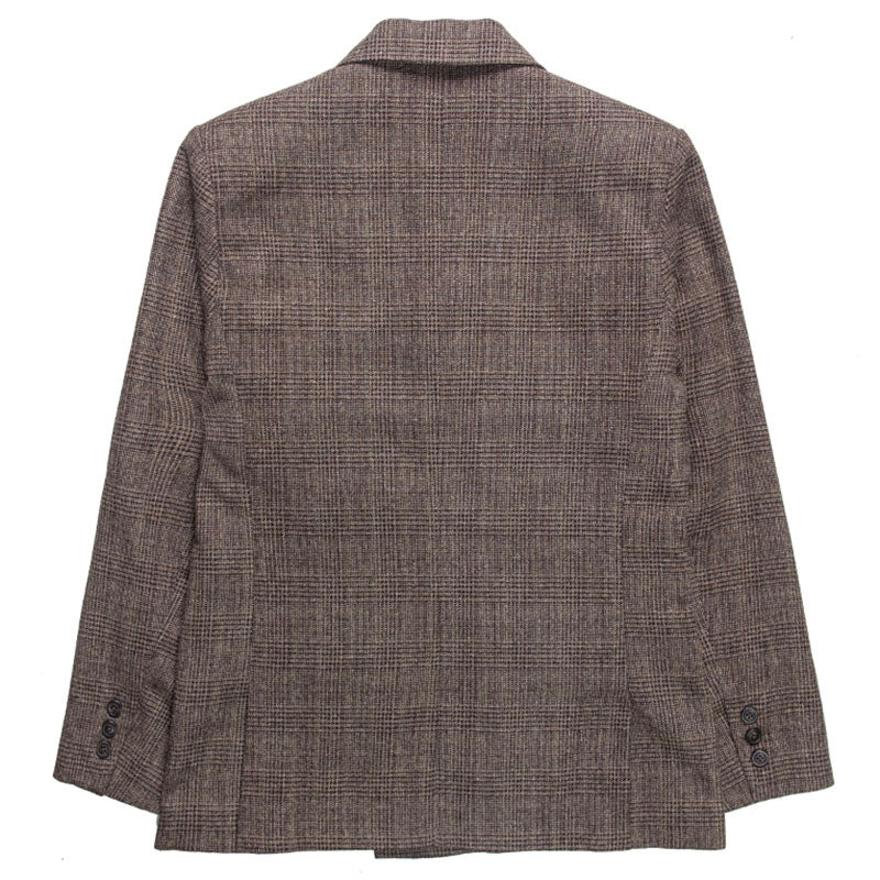 British retro plaid suit jacket men wool plaid business casual double-breasted suit