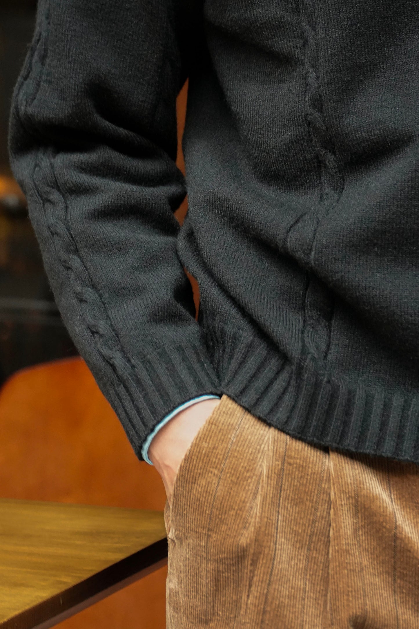 British retro style lapel turtleneck sweater men's heavy warm pullover sweater knitted bottoming sweater