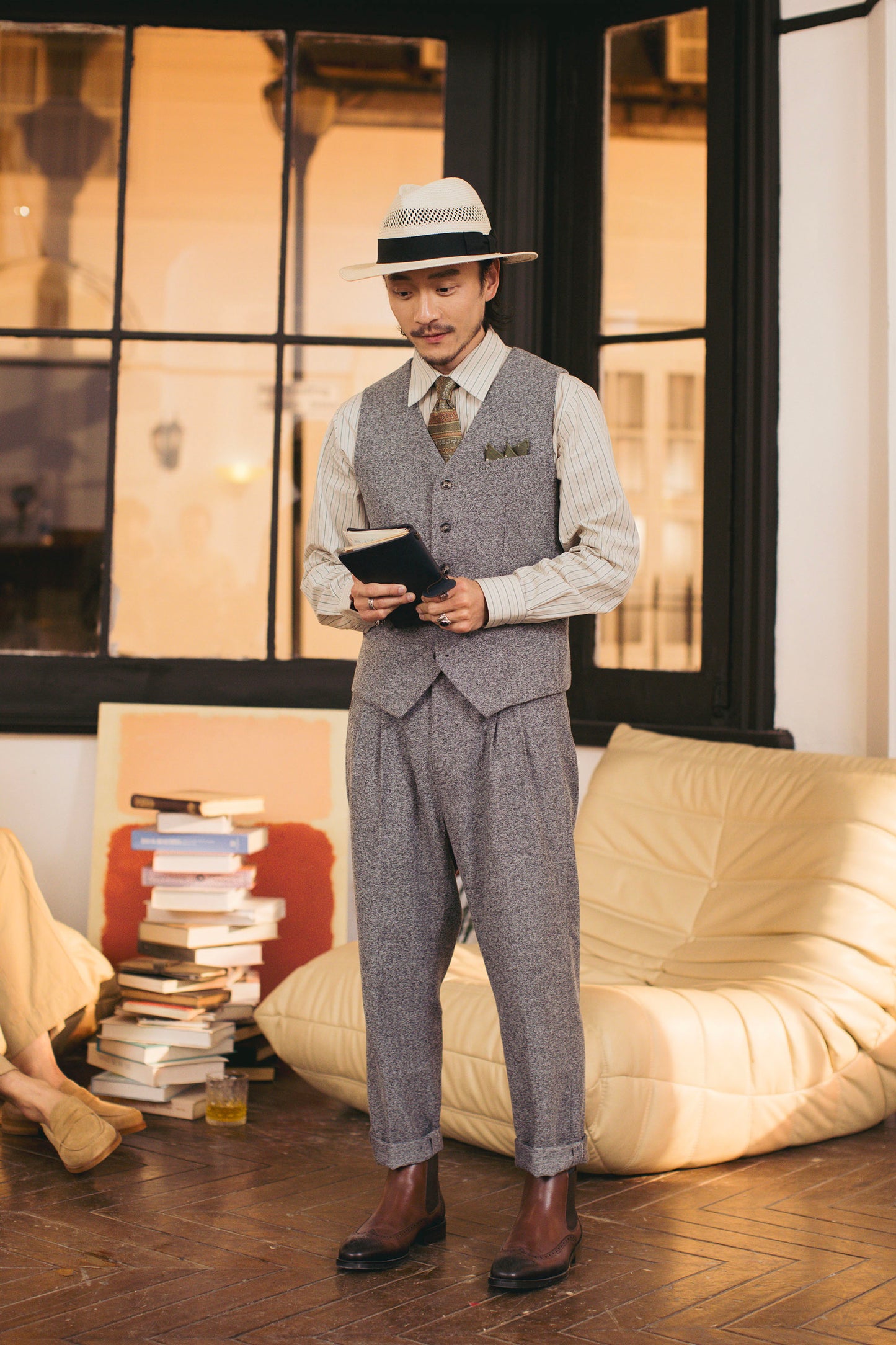 Retro British suit vest for men Business casual suit vest slim fit small vest trendy waistcoat
