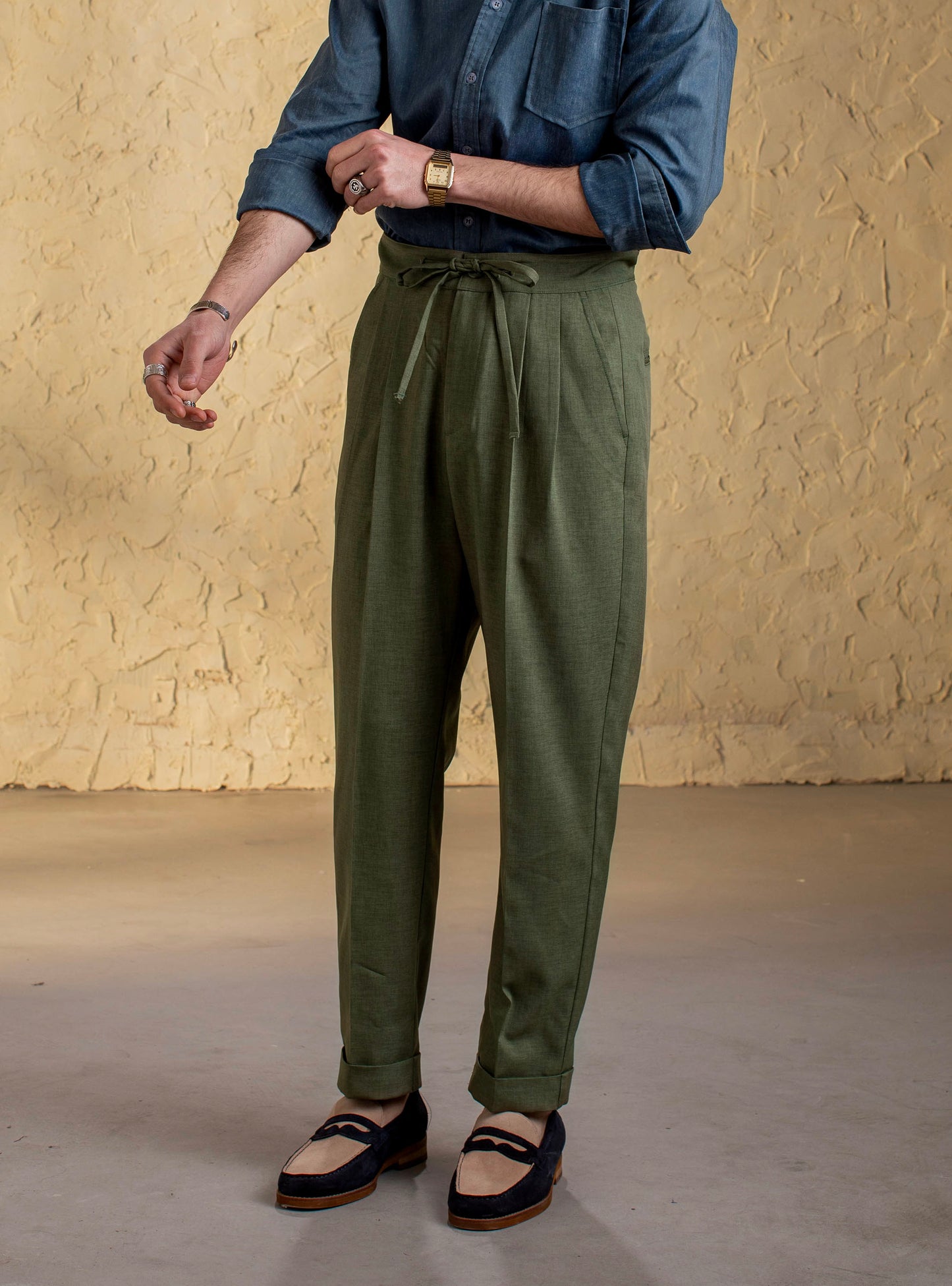 Italian retro Naples trousers for men, thin style, business formal casual slim tapered nine-point trousers
