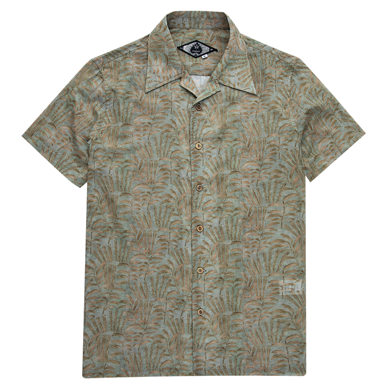 Men's Retro Style Yuppie Cuban Collar Shirt Vintage Baroque Print Short-sleeved Shirt